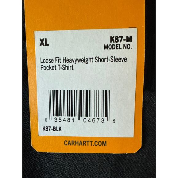 NWT Carhartt Mens XL Loose Fit Heavyweight Short-Sleeve Pocket T-Shirt in Black - Picture 6 of 8